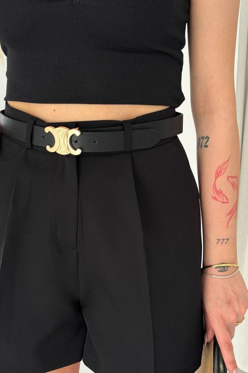 ONE COLOR BELT DETAIL WOMAN SHORTS BLACK/ E ZEZE - 3