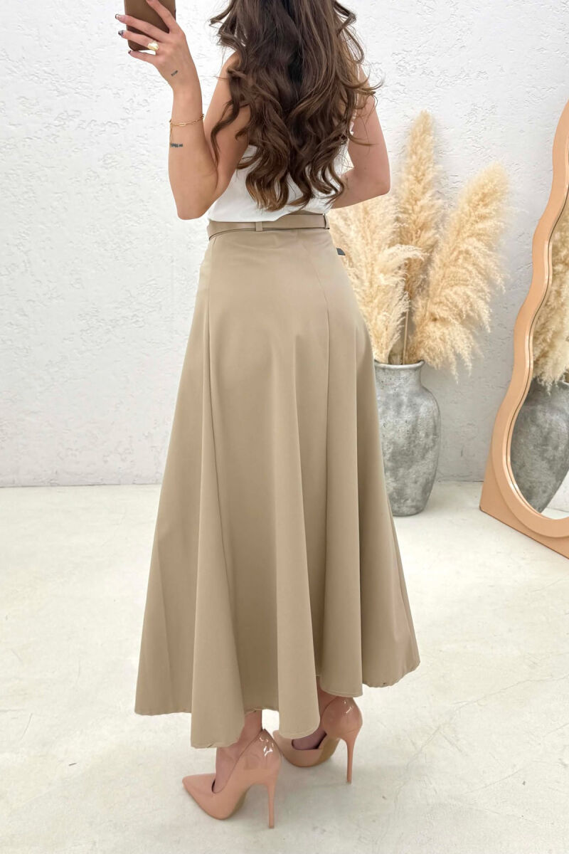 ONE COLOR BELT DETAIL WOMAN SKIRT BEIGE/BEZHE - 3