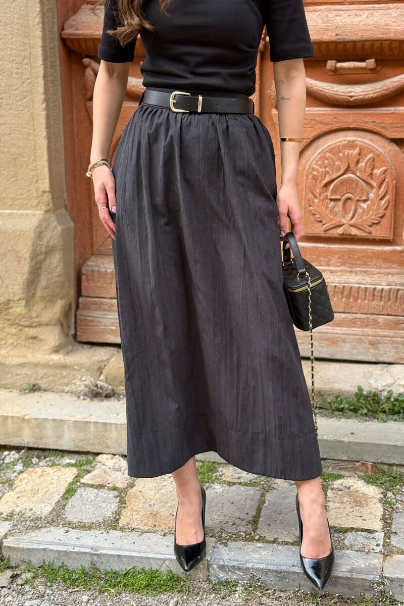 ONE COLOR BELT DETAIL WOMAN SKIRT BLACK/ E ZEZE - 2