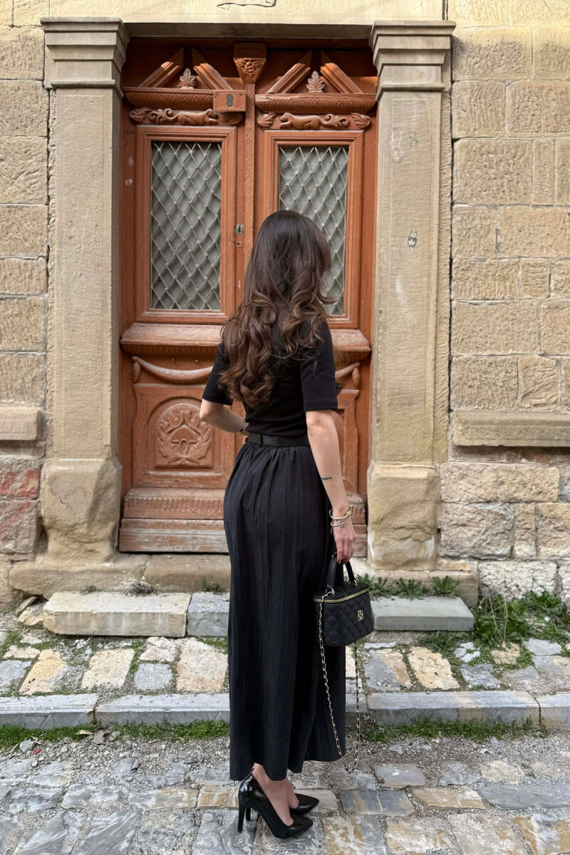 ONE COLOR BELT DETAIL WOMAN SKIRT BLACK/ E ZEZE - 3