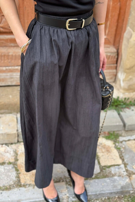 ONE COLOR BELT DETAIL WOMAN SKIRT BLACK/ E ZEZE - 4