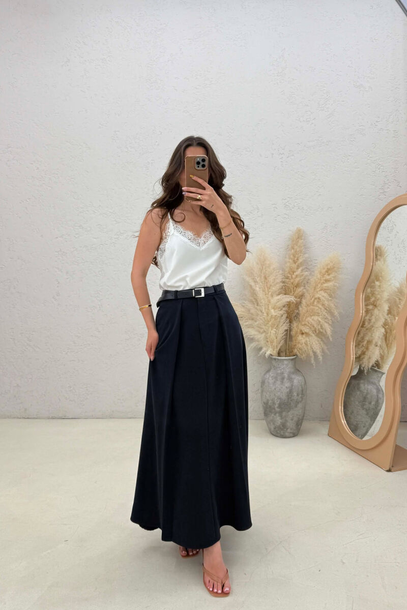 ONE COLOR BELT DETAIL WOMAN SKIRT BLUE/BLU - 1