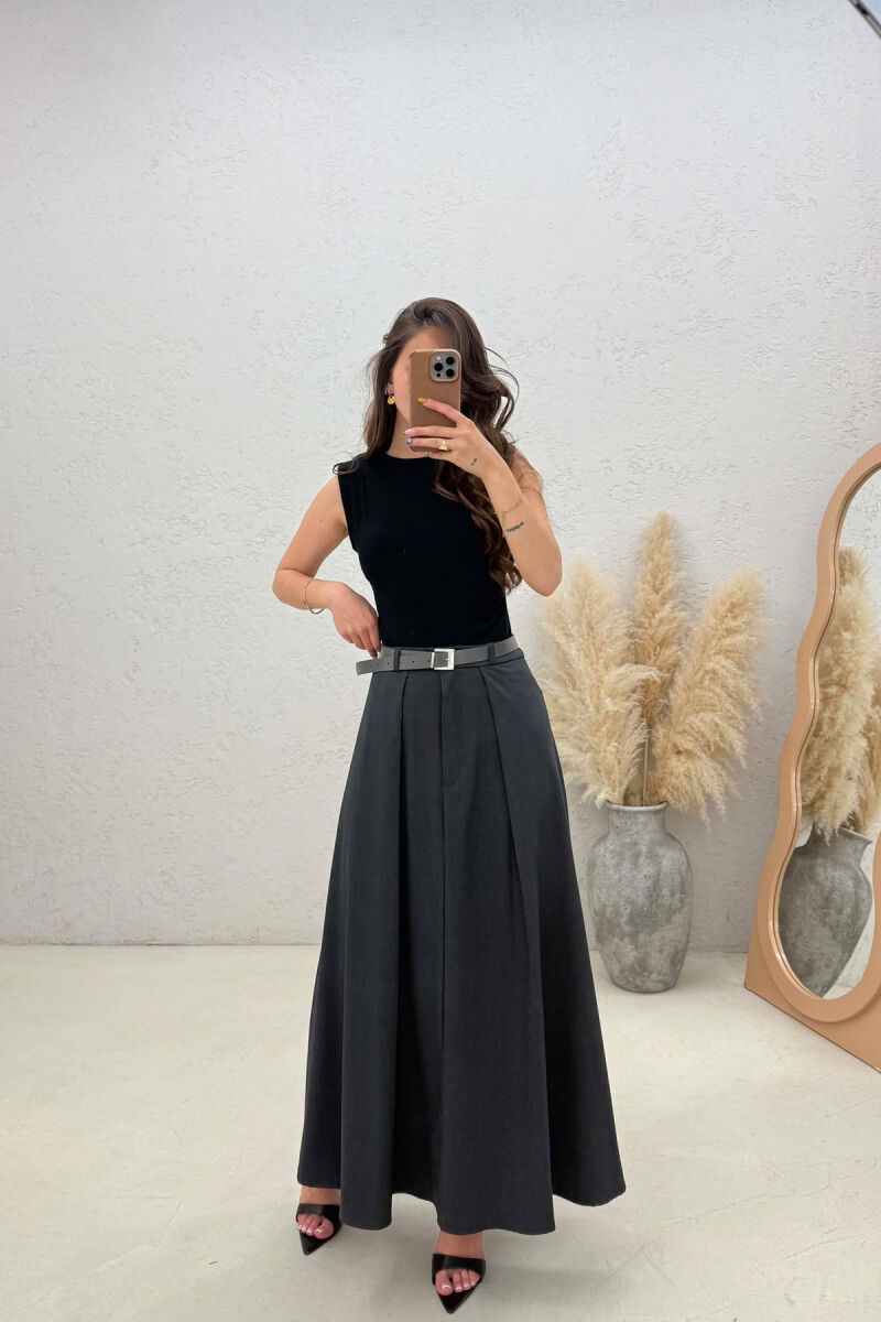 ONE COLOR BELT DETAIL WOMAN SKIRT DARK GREY/GEE - 2
