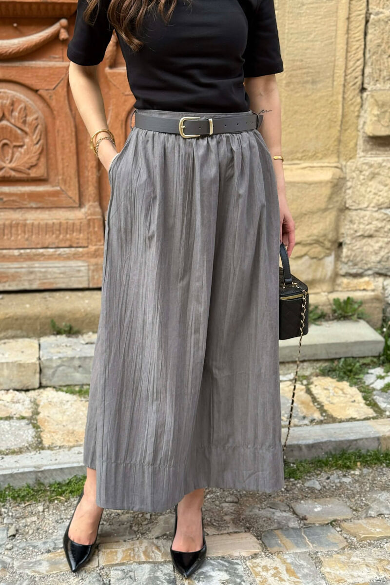 ONE COLOR BELT DETAIL WOMAN SKIRT GREY/GRI - 2