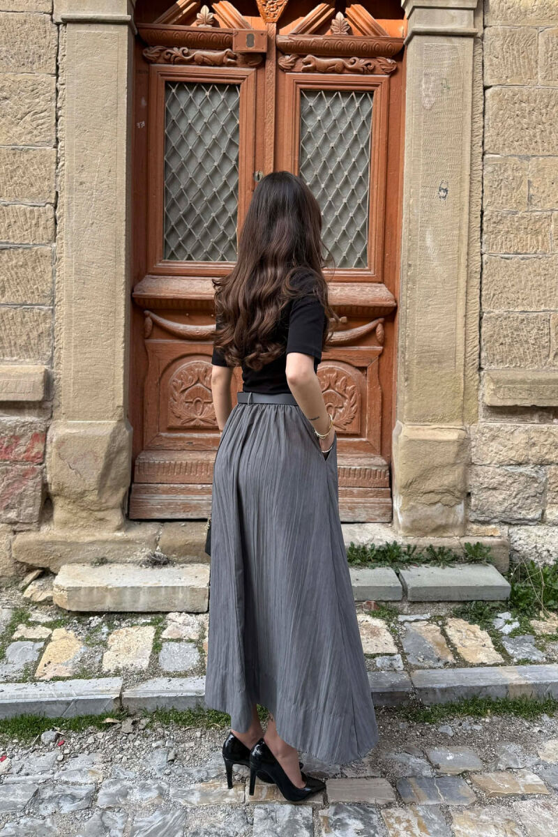 ONE COLOR BELT DETAIL WOMAN SKIRT GREY/GRI - 3