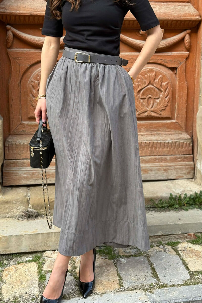 ONE COLOR BELT DETAIL WOMAN SKIRT GREY/GRI - 5