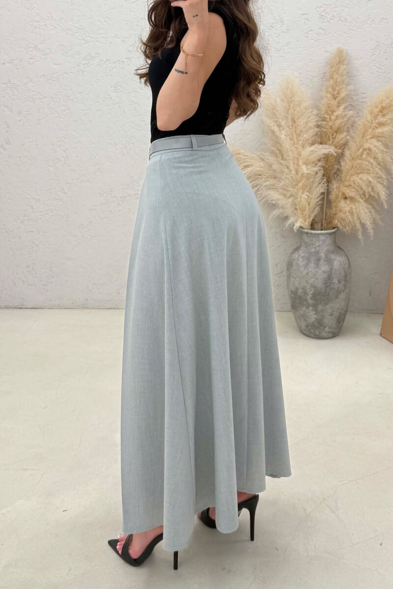 ONE COLOR BELT DETAIL WOMAN SKIRT LIGHT GREY/GZ - 3