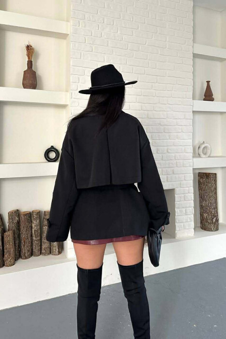 ONE COLOR BELT DETAIL WOMAN TRENCH COAT BLACK/ E ZEZE - 8