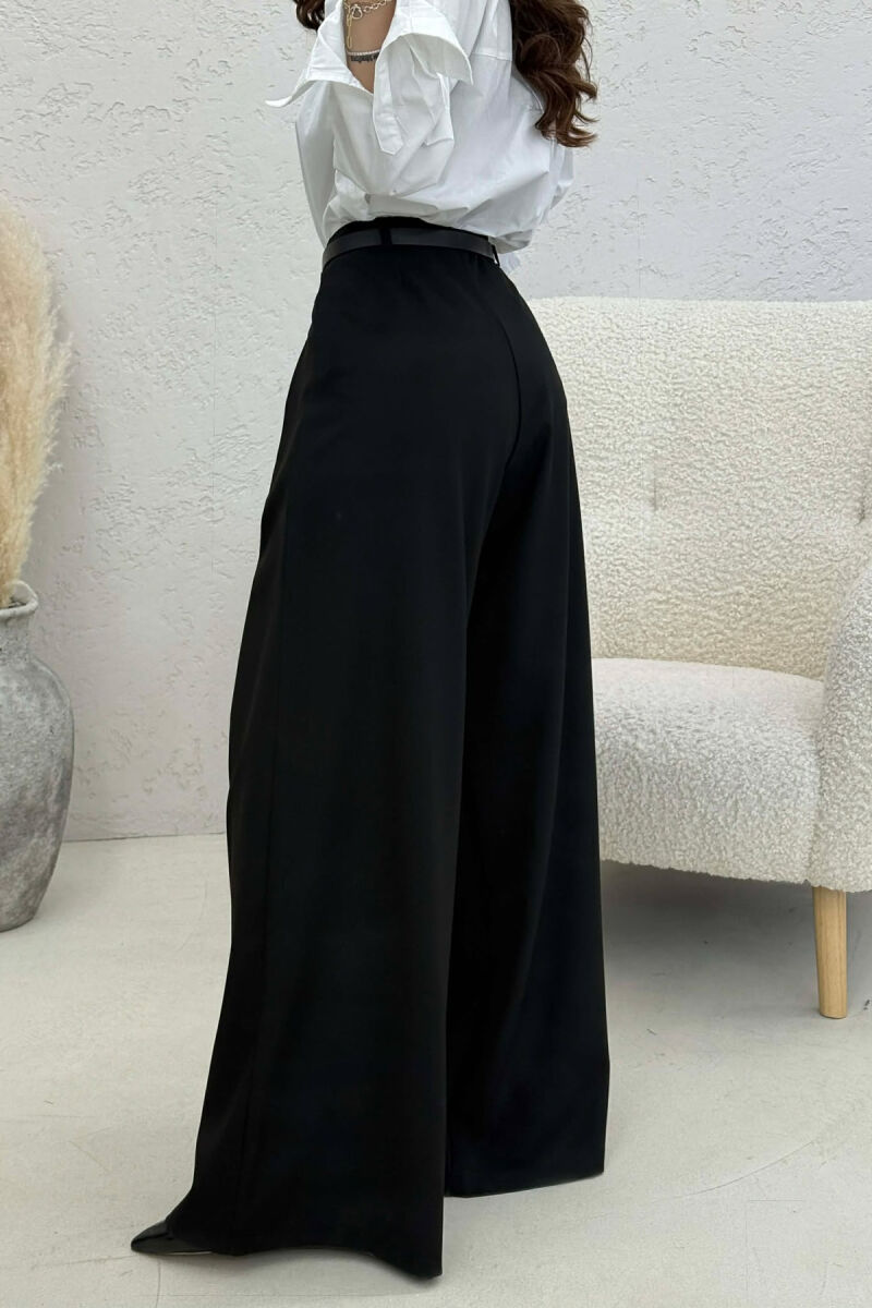 ONE COLOR BELT DETAIL WOMAN TROUSERS BLACK/ E ZEZE - 4