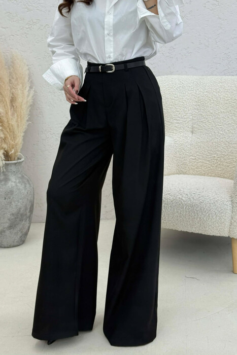 ONE COLOR BELT DETAIL WOMAN TROUSERS BLACK/ E ZEZE - 5