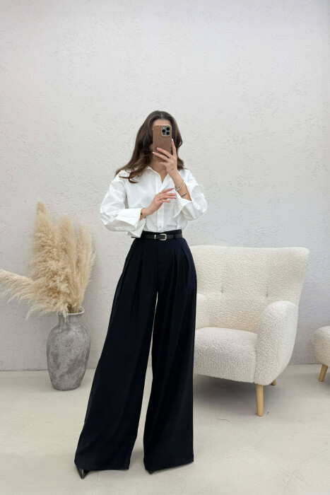 ONE COLOR BELT DETAIL WOMAN TROUSERS BLUE/BLU - 2