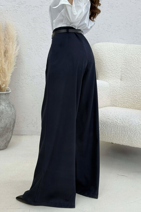 ONE COLOR BELT DETAIL WOMAN TROUSERS BLUE/BLU - 3