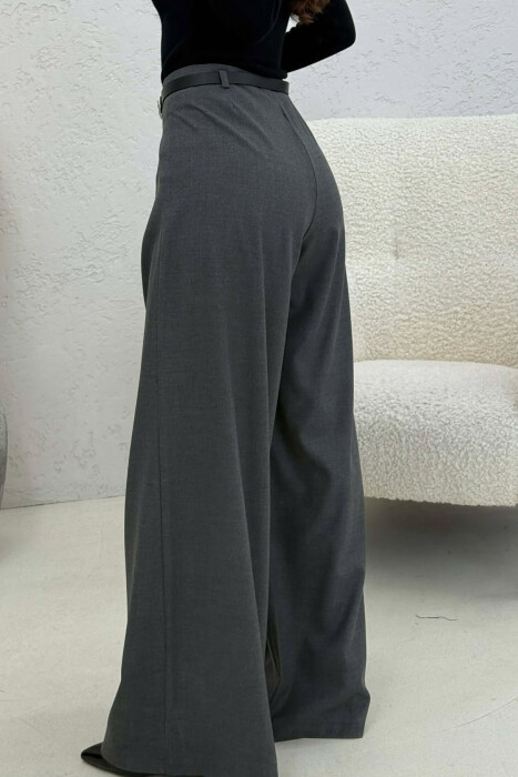ONE COLOR BELT DETAIL WOMAN TROUSERS GREY/GRI - 2