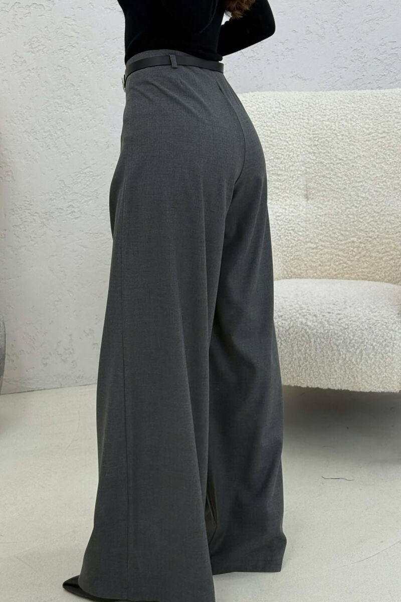 ONE COLOR BELT DETAIL WOMAN TROUSERS GREY/GRI - 2