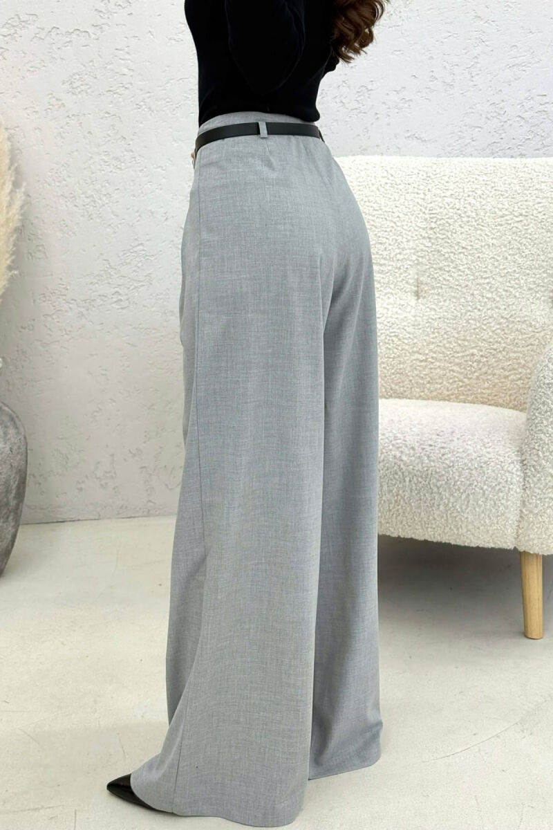 ONE COLOR BELT DETAIL WOMAN TROUSERS LIGHT GREY/GZ - 4