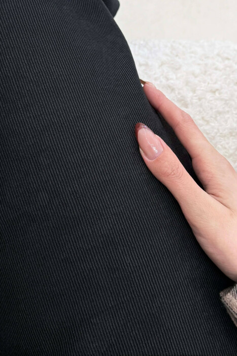 ONE COLOR BELT DETAIL WOMAN TROUSERS BLACK/ E ZEZE - 4