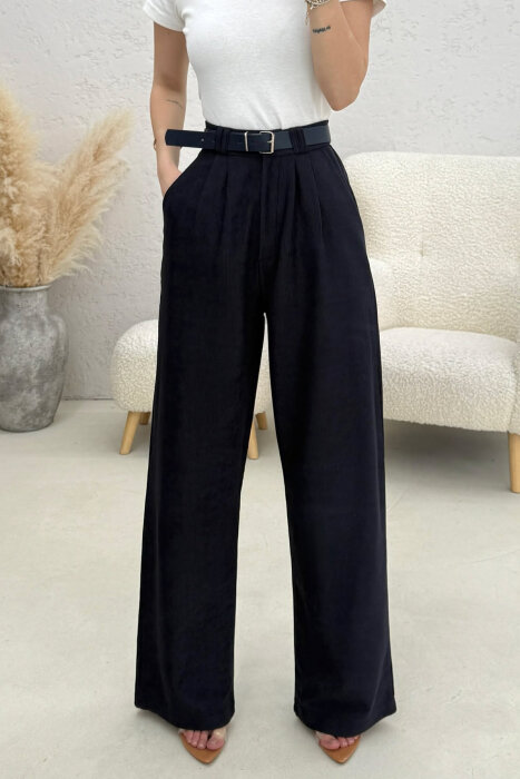 ONE COLOR BELT DETAIL WOMAN TROUSERS BLUE/BLU - 2