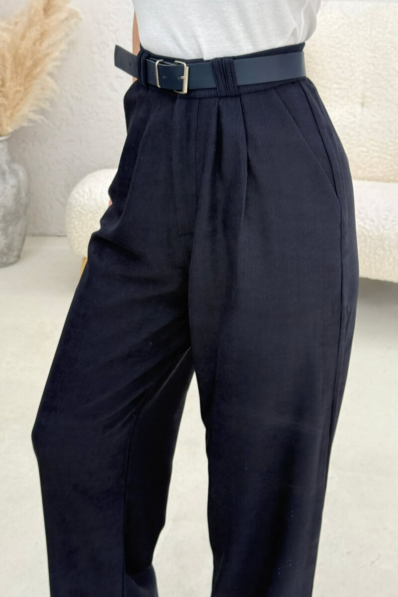 ONE COLOR BELT DETAIL WOMAN TROUSERS BLUE/BLU - 3