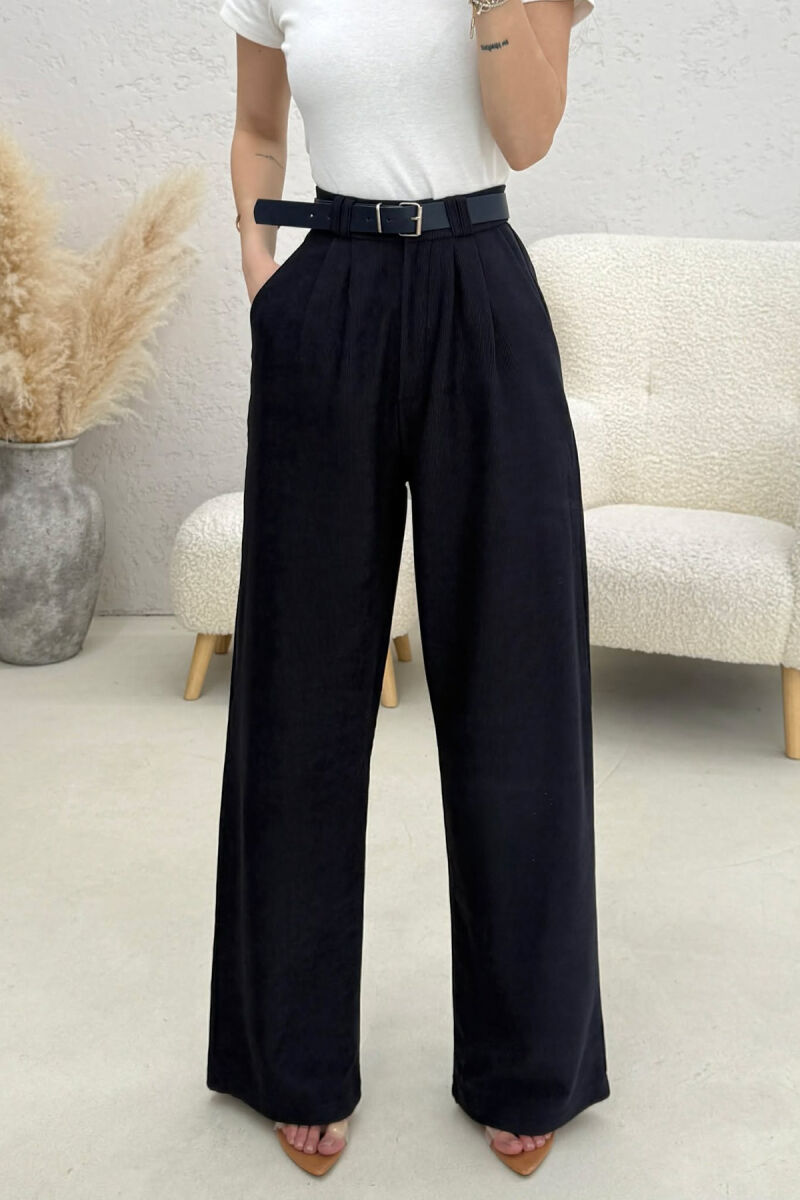ONE COLOR BELT DETAIL WOMAN TROUSERS BLUE/BLU - 2