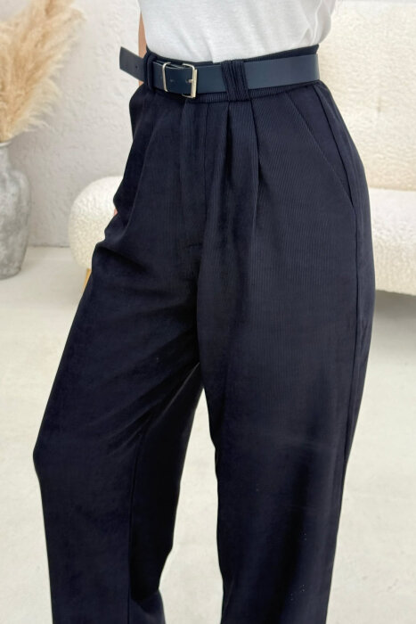 ONE COLOR BELT DETAIL WOMAN TROUSERS BLUE/BLU - 3
