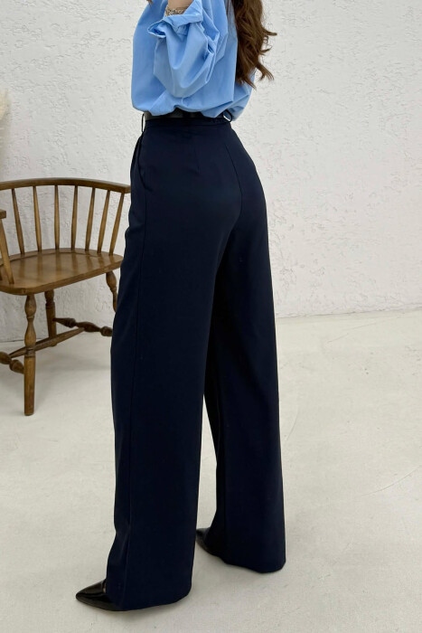 ONE COLOR BELT DETAIL WOMAN TROUSERS BLUE/BLU - 2