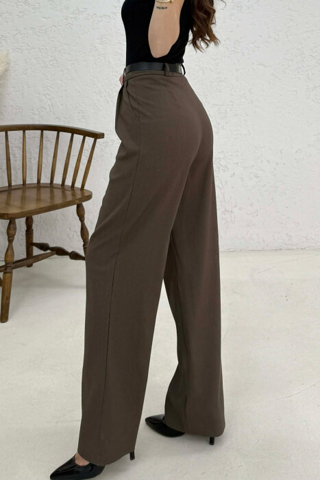 ONE COLOR BELT DETAIL WOMAN TROUSERS BROWN/KAFE - 2