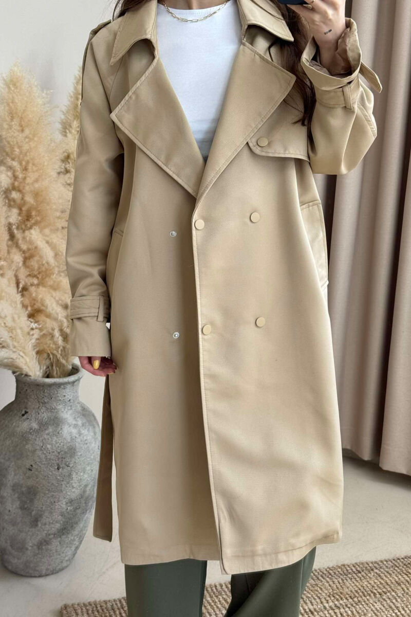 ONE COLOR BELT DETAIL WOMEN JACKET BEIGE/BEZHE - 2