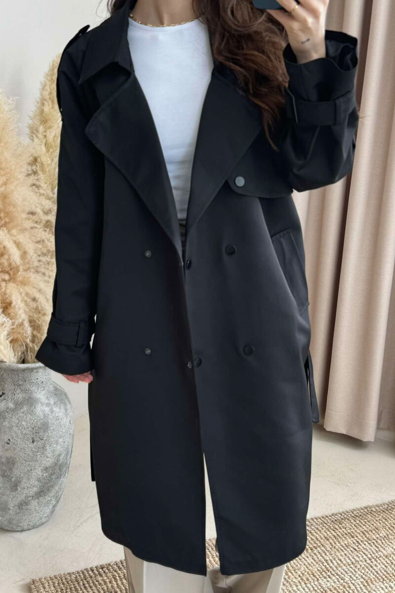 ONE COLOR BELT DETAIL WOMEN JACKET BLACK/ E ZEZE - 2