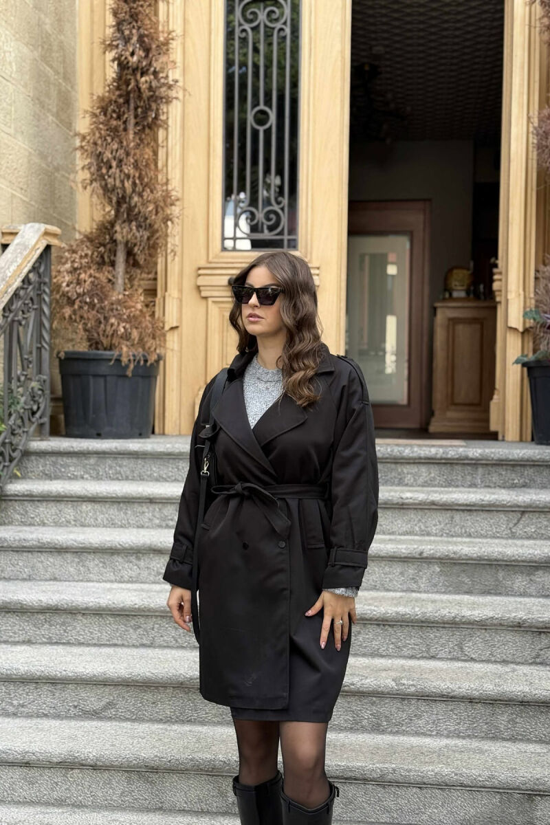 ONE COLOR BELT DETAIL WOMEN JACKET BLACK/ E ZEZE - 5