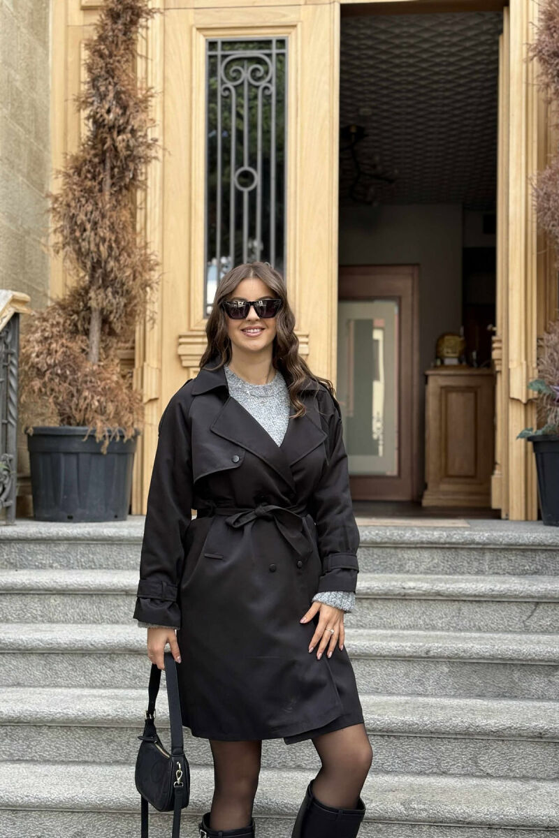 ONE COLOR BELT DETAIL WOMEN JACKET BLACK/ E ZEZE - 4