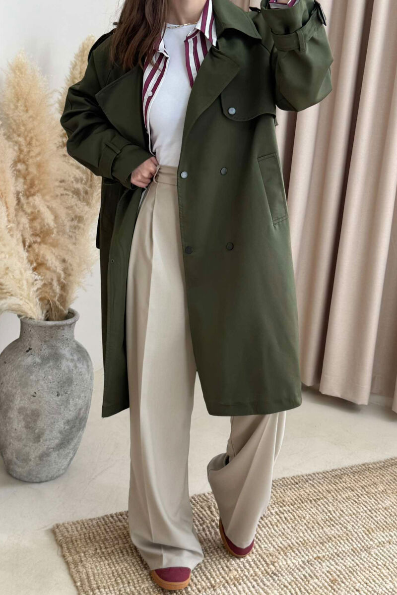 ONE COLOR BELT DETAIL WOMEN JACKET GREEN/JESHILE - 2
