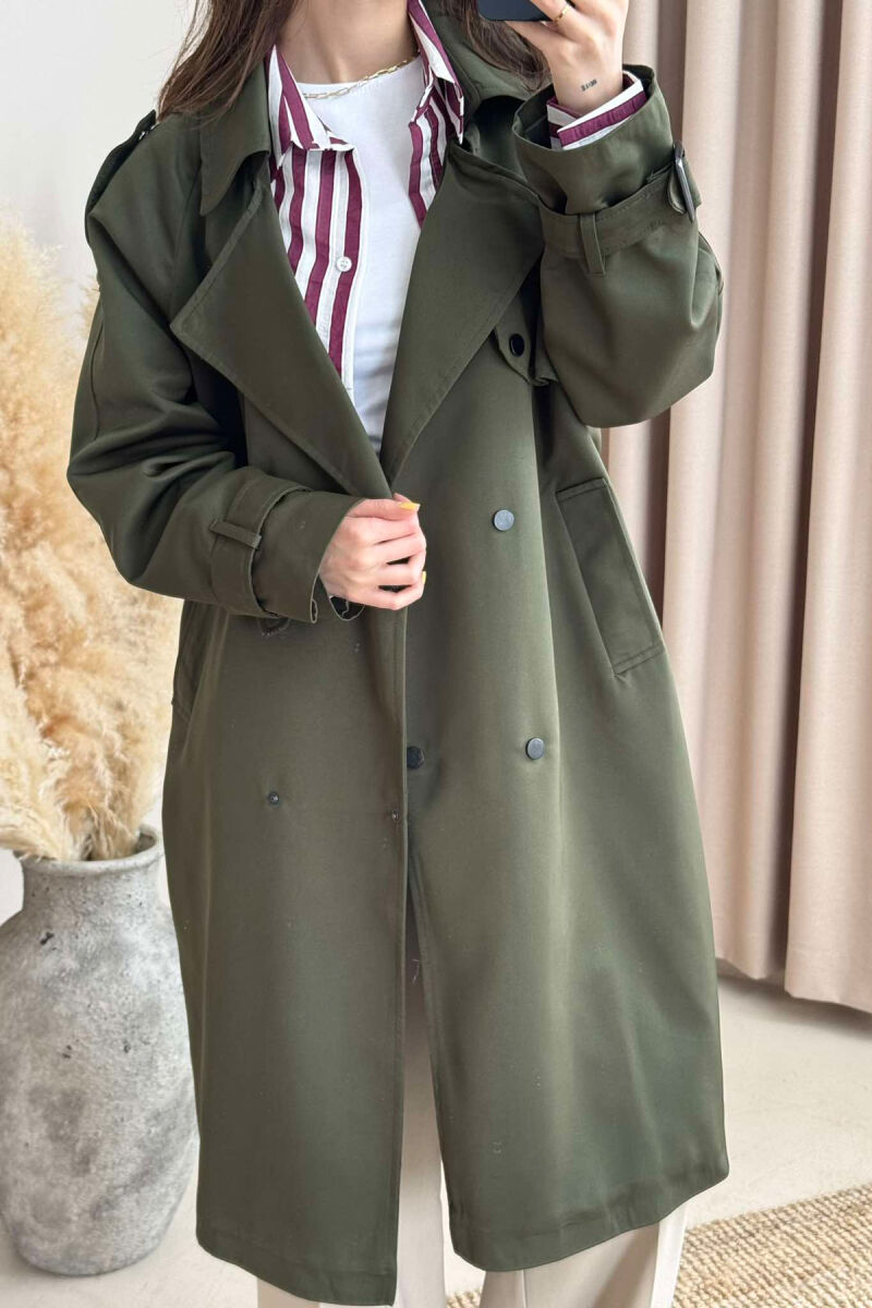 ONE COLOR BELT DETAIL WOMEN JACKET GREEN/JESHILE - 3