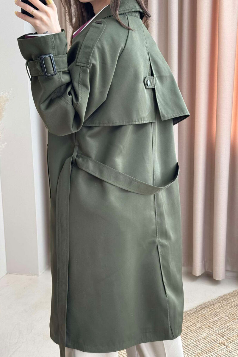 ONE COLOR BELT DETAIL WOMEN JACKET GREEN/JESHILE - 4