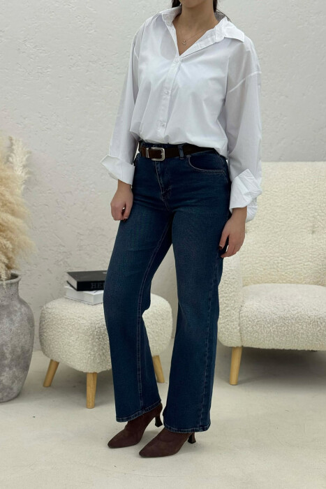 ONE COLOR BELT DETAIL WOMEN JEANS BLUE/BLU - 5