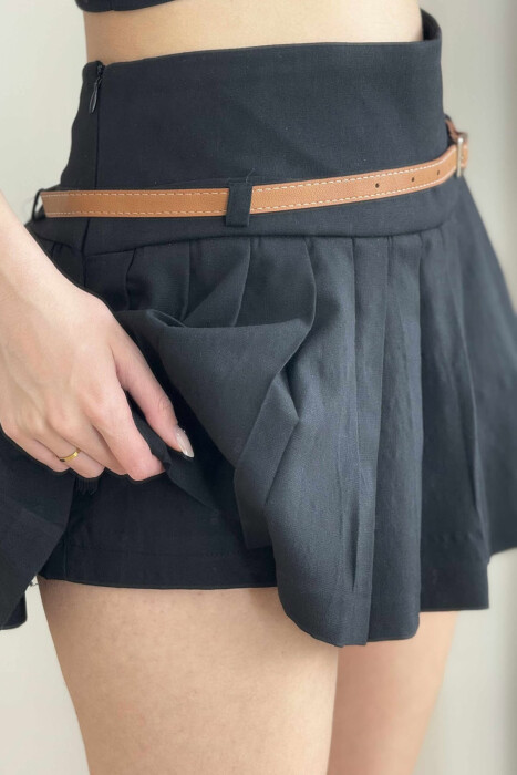 ONE COLOR BELT DETAIL WOMEN SKORT BLACK/ E ZEZE - 4