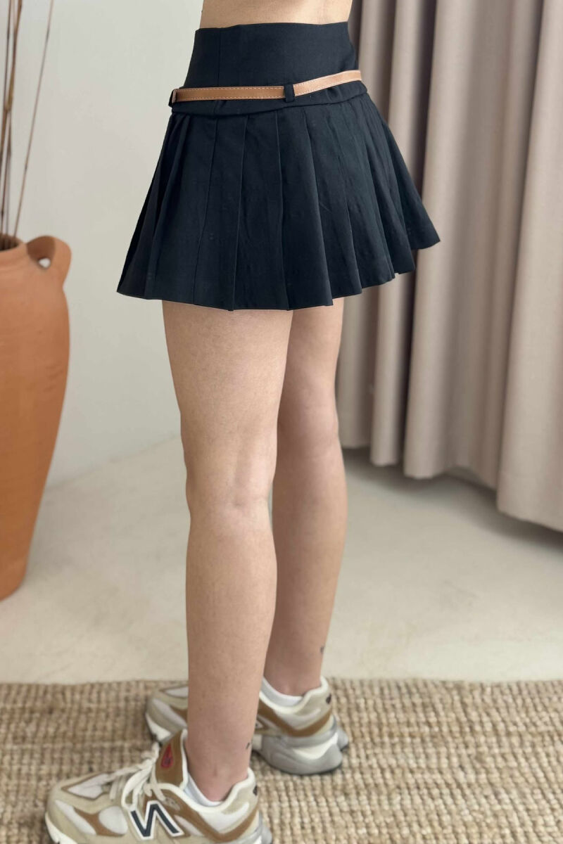 ONE COLOR BELT DETAIL WOMEN SKORT BLACK/ E ZEZE - 5