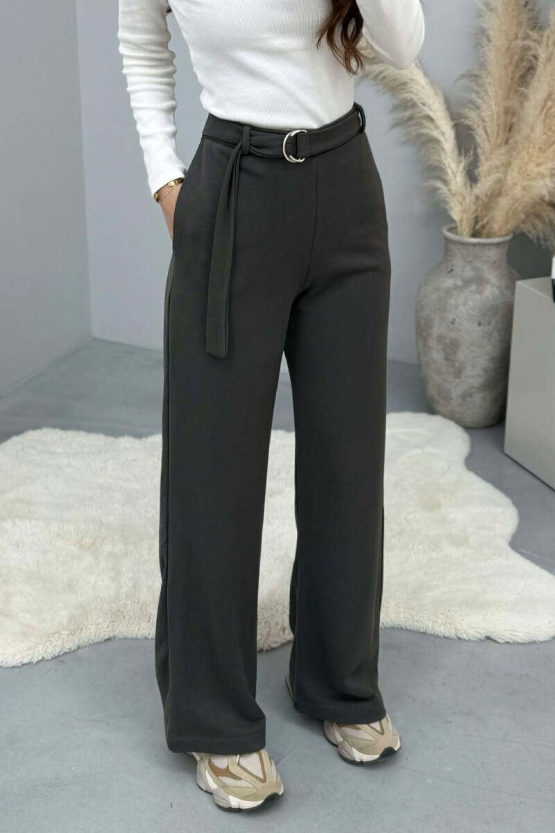 ONE COLOR BELT DETAIL WOMEN SWEATPANTS DARK GREY/GEE - 3