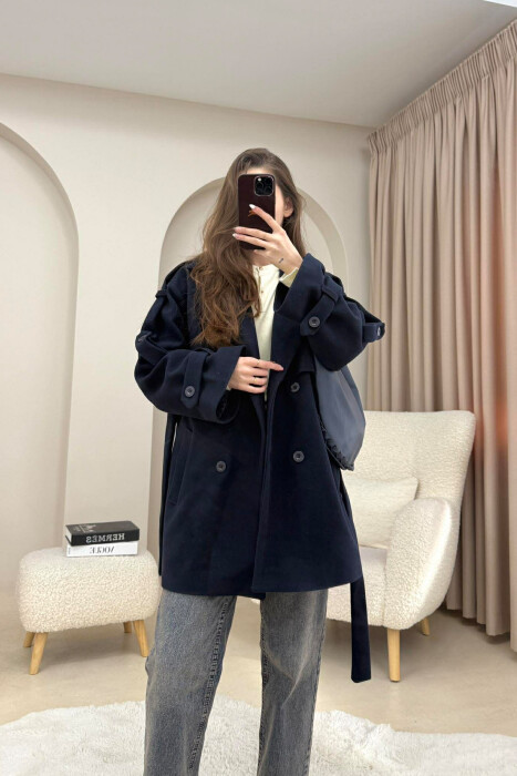 PALLTO NJE NGJYRESHE ME DETAJIN E RRIPIT PER FEMRA NE NGJYRE BLU TE ERRET - 3