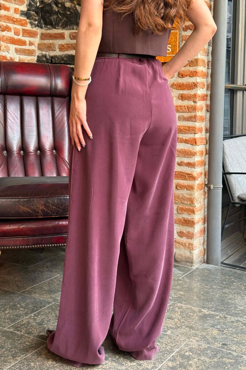 ONE COLOR BELT DETRAIL WOMAN TROUSERS DARK PURPLE/LEJLA ERRET - 6