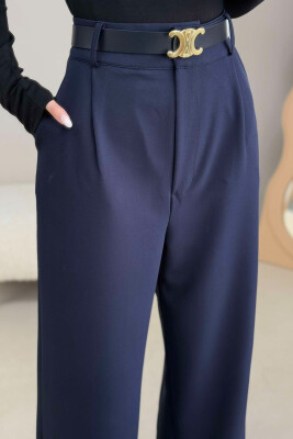 ONE COLOR BELT TROUSERS WOMAN DARK BLUE/BEE - 2