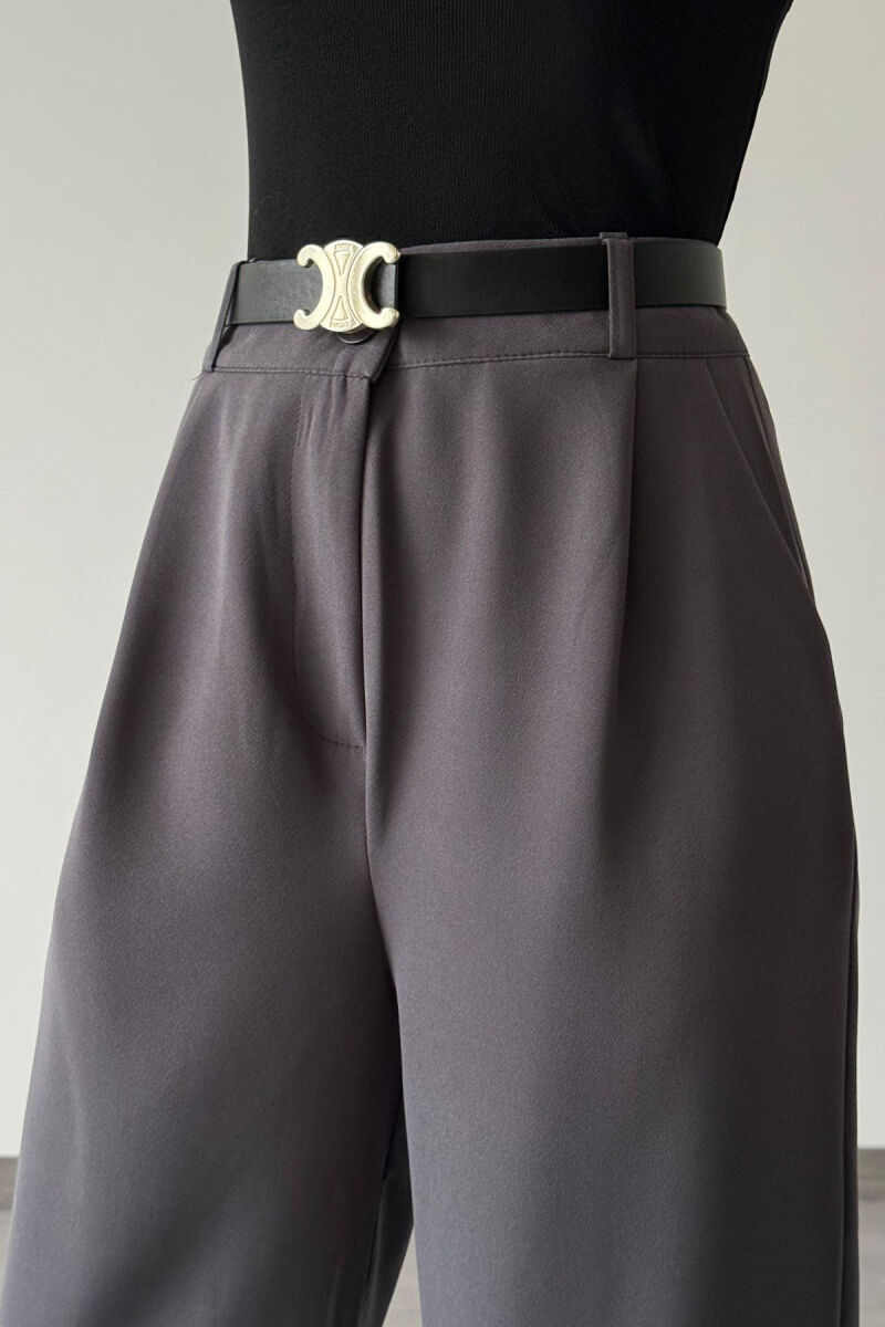 ONE COLOR BELT TROUSERS WOMAN GREY-GREY/GG - 3