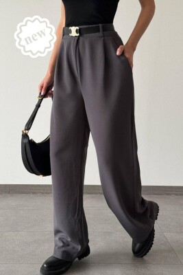 ONE COLOR BELT TROUSERS WOMAN GREY/GRI 