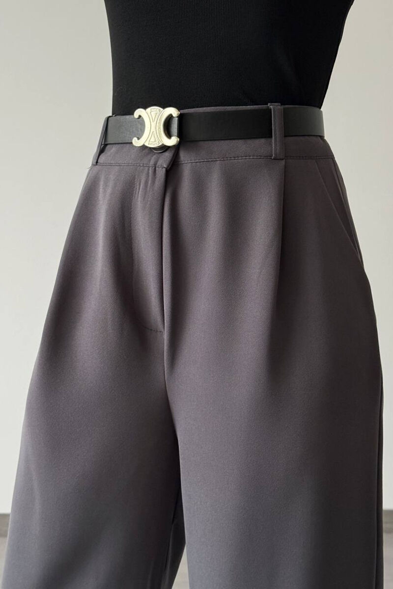 ONE COLOR BELT TROUSERS WOMAN GREY/GRI - 2