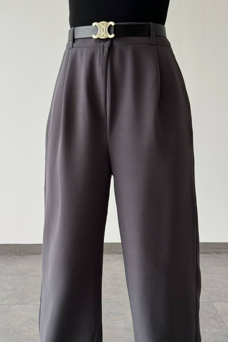 ONE COLOR BELT TROUSERS WOMAN GREY/GRI - 3