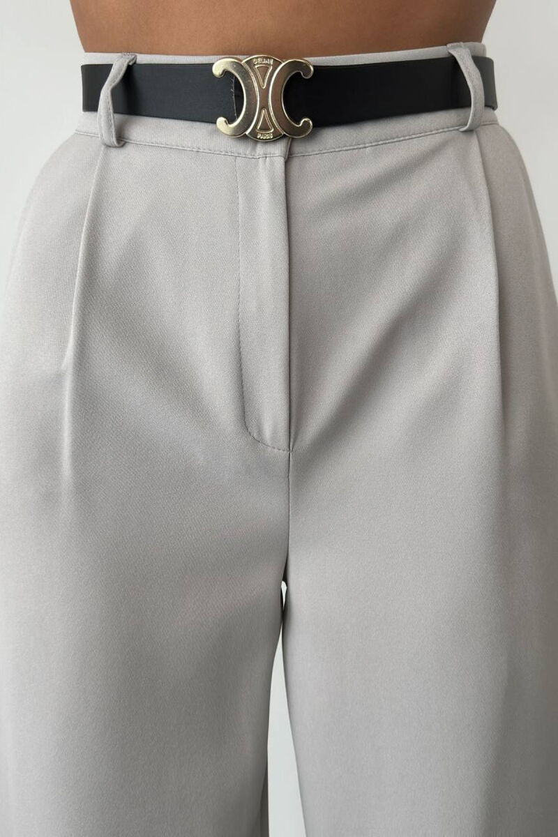 ONE COLOR BELT TROUSERS WOMAN LIGHT GREY/GZ - 2