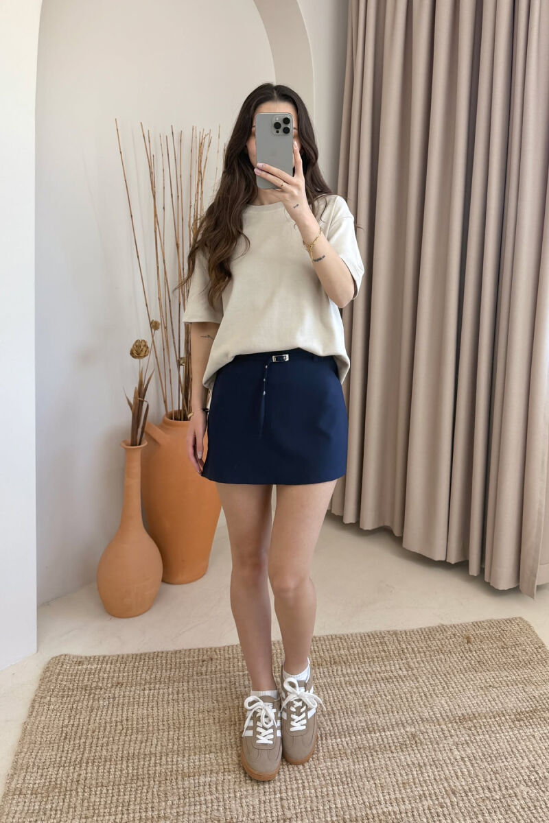 ONE COLOR BELT WOMEN SKIRT BLUE/BLU - 1
