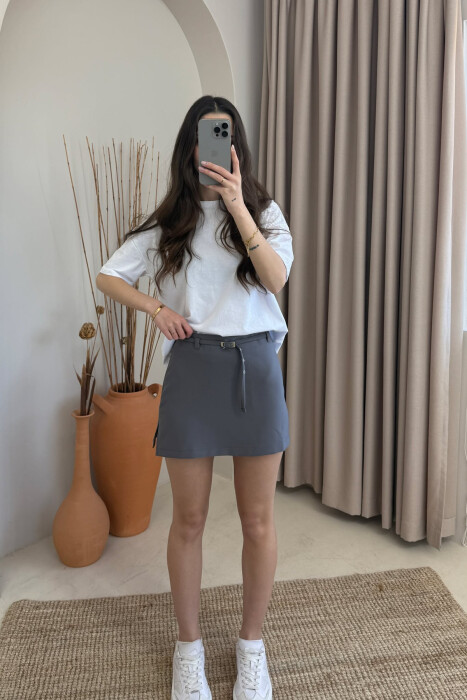 ONE COLOR BELT WOMEN SKIRT GREY/GRI 