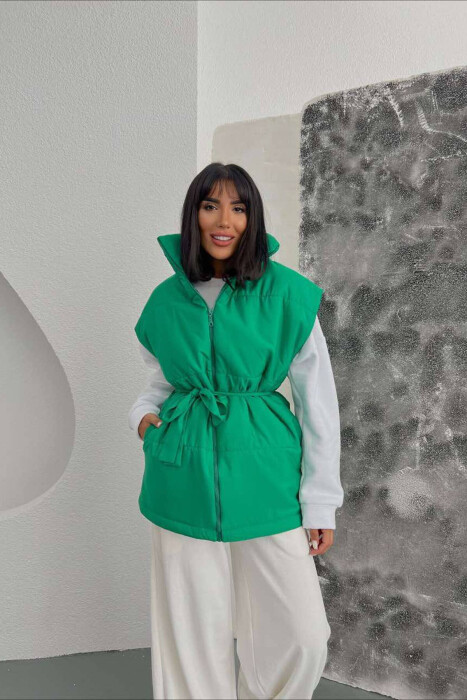 ONE COLOR BELT WOMEN VEST GREEN/JESHILE 