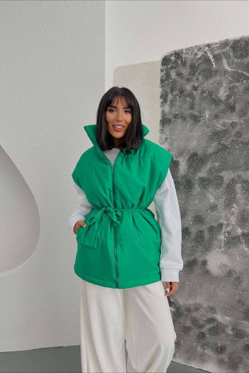 ONE COLOR BELT WOMEN VEST GREEN/JESHILE - 1