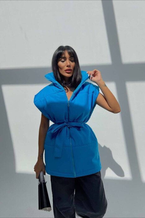 ONE COLOR BELT WOMEN VEST LIGHTBLUE/BZ 